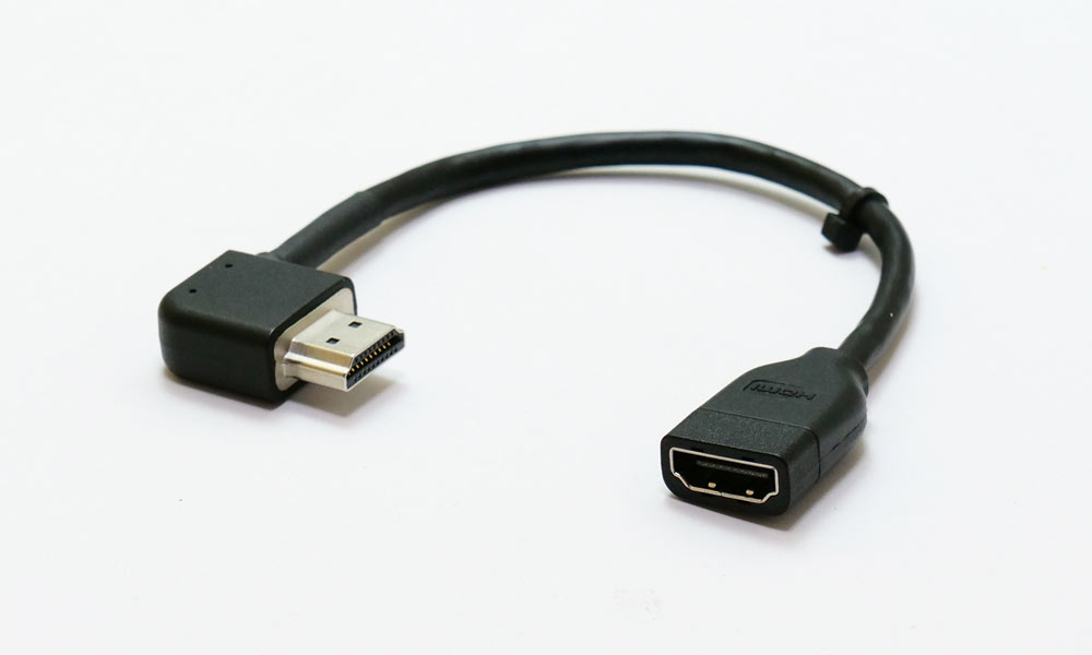 L型HDMIオスコネクタ＋HDMIメスコネクタ